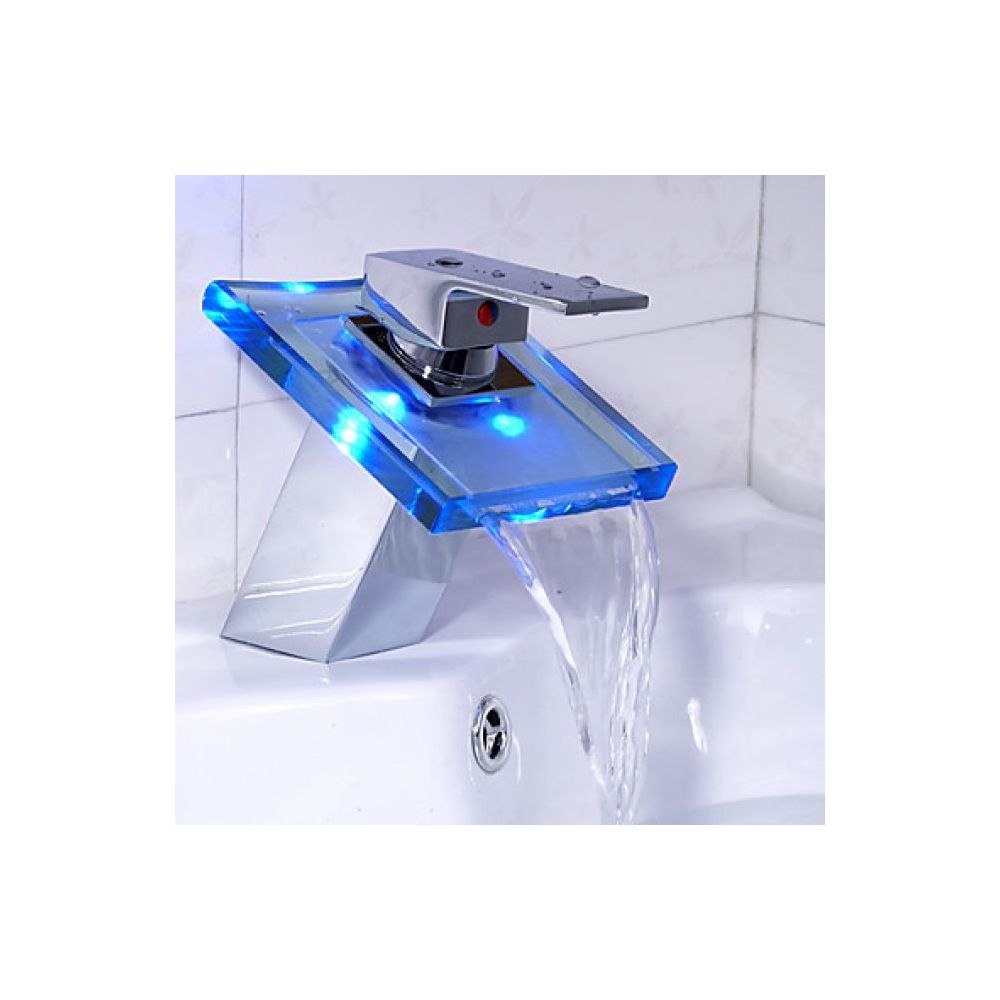 Lookshop - Robinet de lavabo avec bec LED en verre, un style contemporain fini en chrome - Robinet de lavabo
