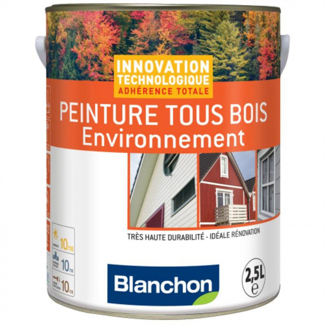 Blanchon - Peinture microporeuse hydrofuge Tous Bois Environnement, blanc 9016, bidon - Produit de finition pour bois