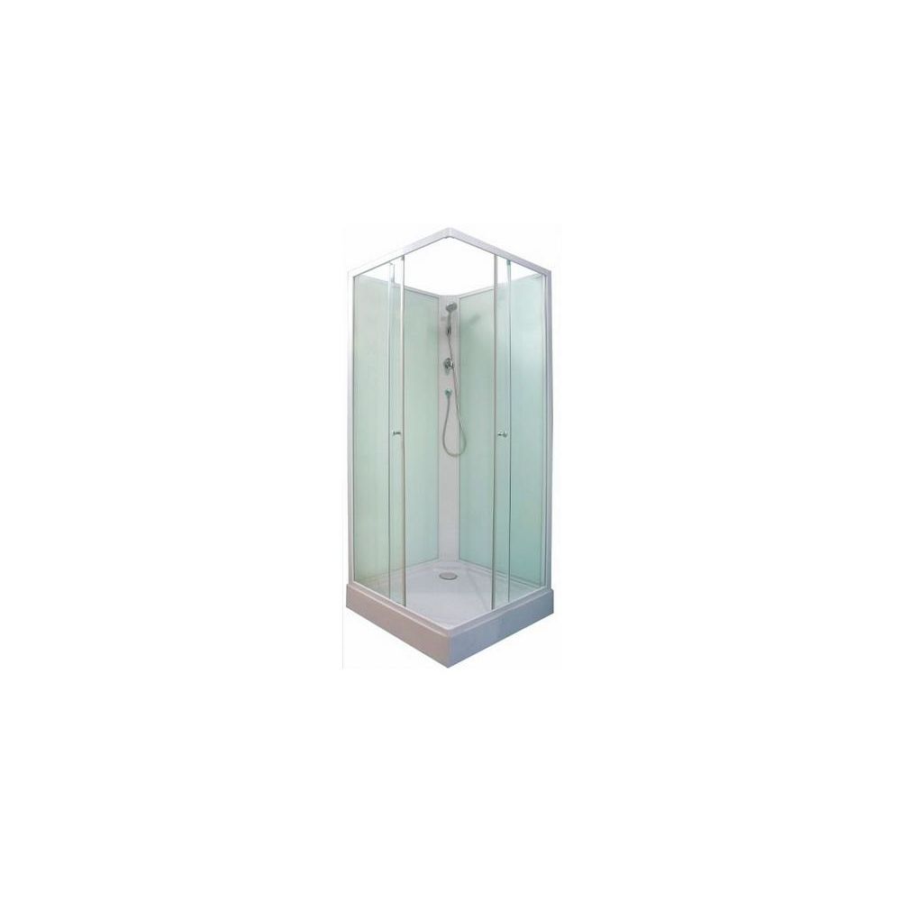 Aqua+ - Aqua+ - Cabine de douche carré accès d'angle portes coulissantes fond vert d'eau 80x80cm - MINEA - Cabine de douche