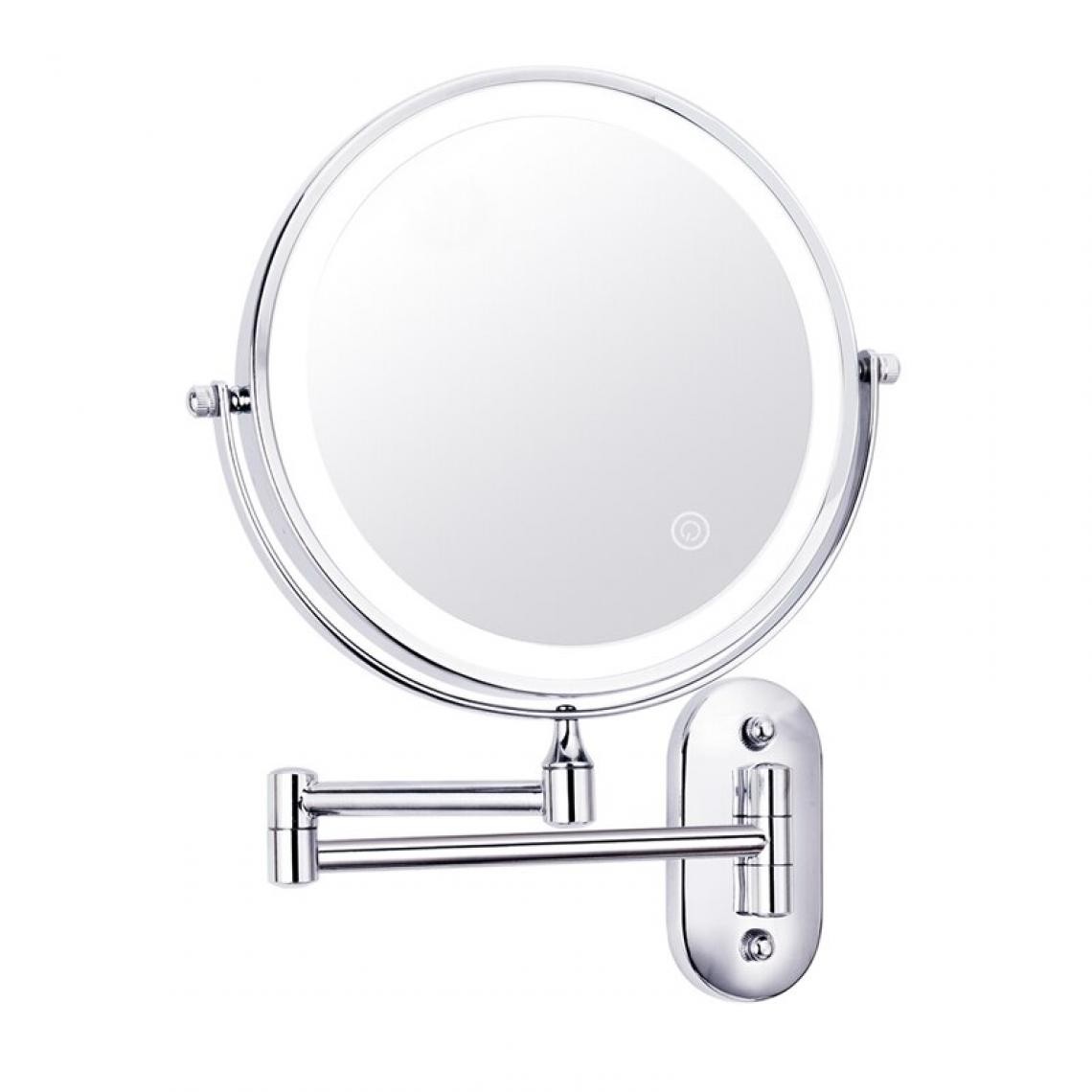 Universal - Miroir de maquillage à LED pliant, commode murale, double face, miroir d'agrandissement | miroir de bain(Argent) - Miroir de salle de bain