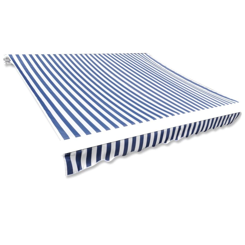 Vidaxl - vidaXL Toit d'auvent Toile Bleu et blanc 4x3 m (Cadre non inclus) - Store banne