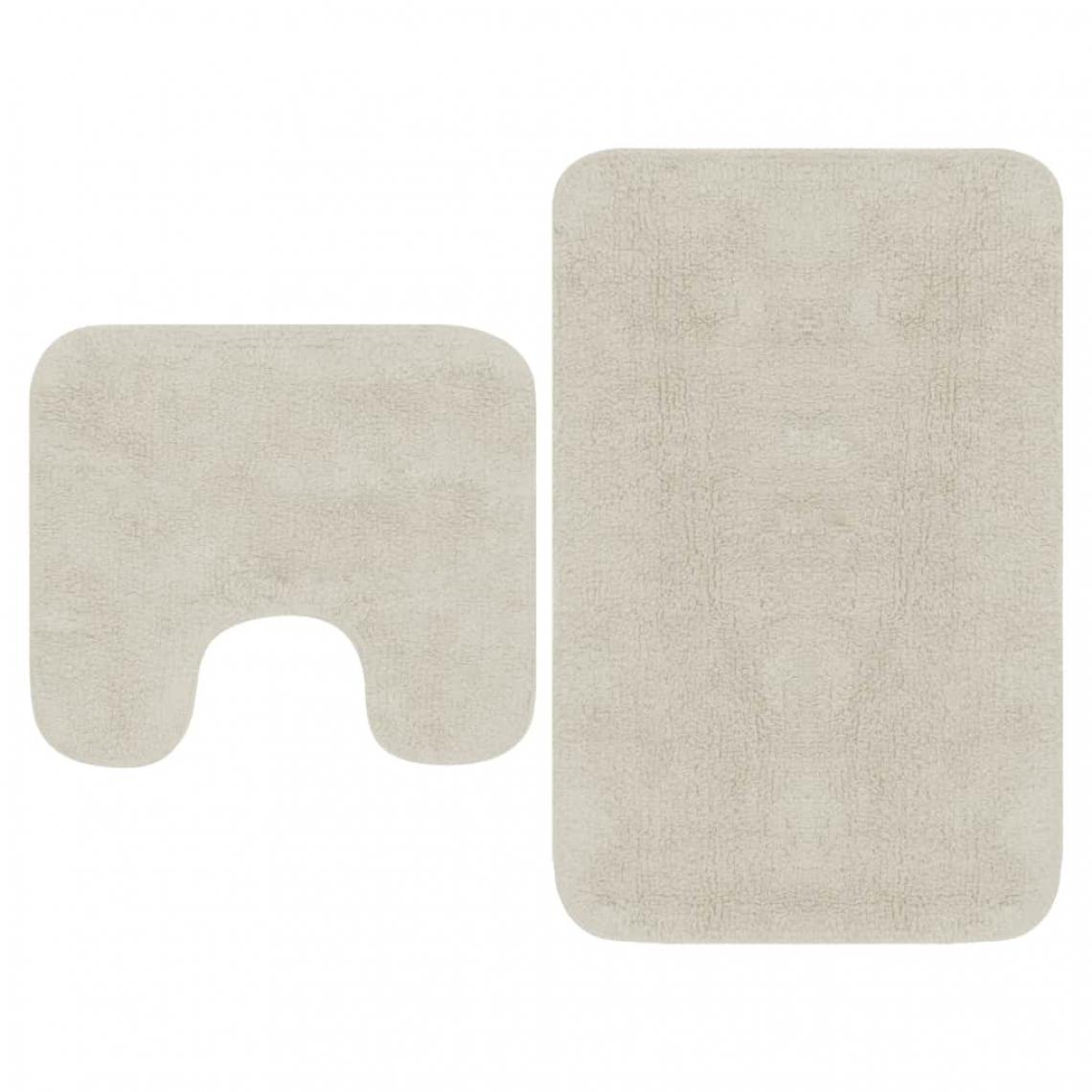 Vidaxl - Jeu de tapis de salle de bain 2 pcs Tissu Blanc - Accessoires de salle de bain - Tapis de bain et fonds de baignoire | Blanc - Blanc - Pare-baignoire