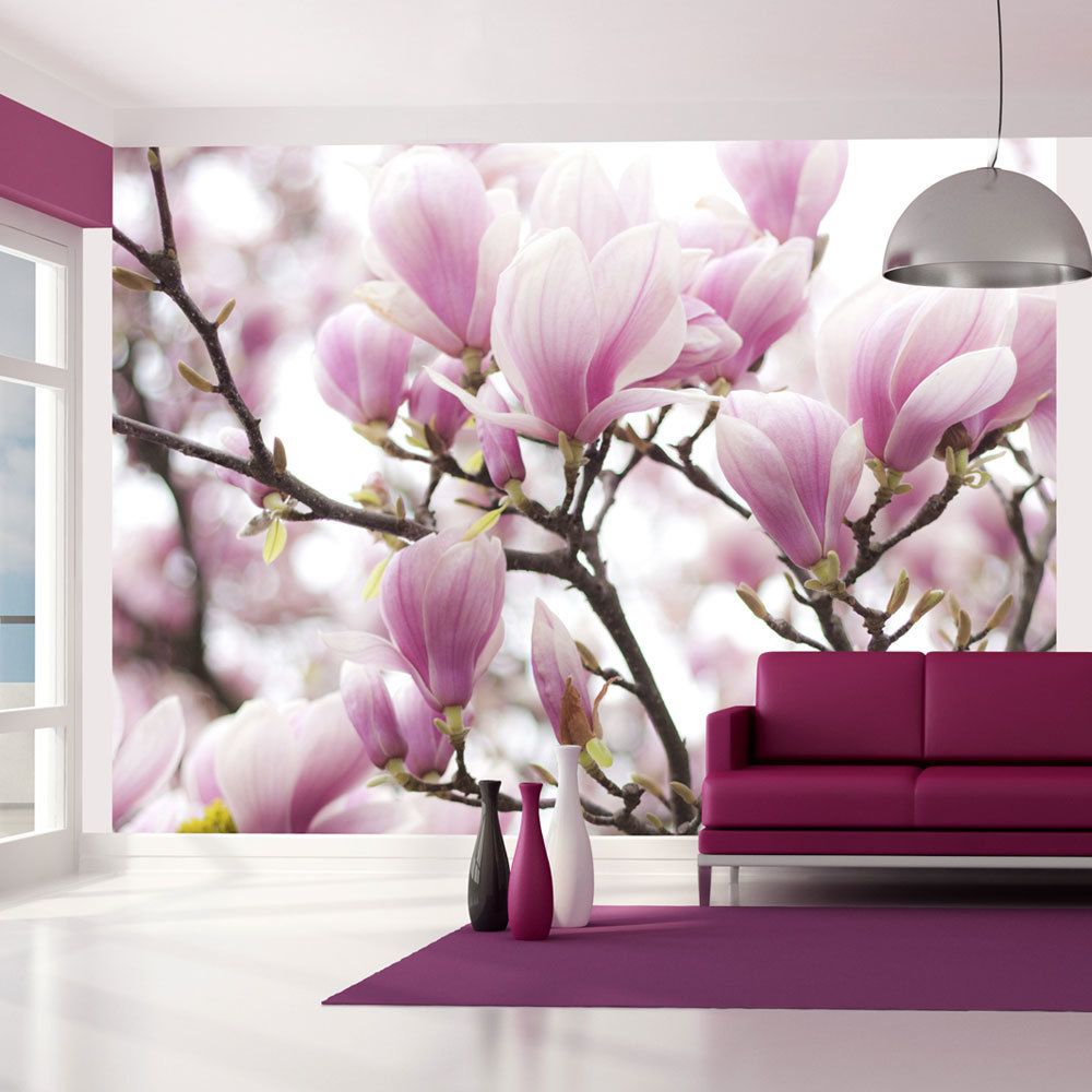 marque generique - 400x309 Papier peint Magnolias Fleurs Chic Branche de magnolia en fleurs - Papier peint