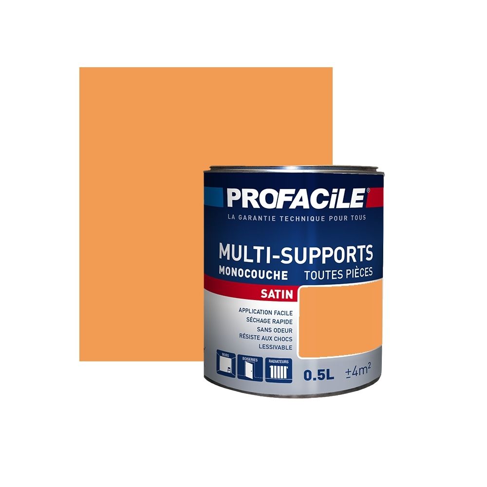 Profacile - Peinture intérieure multi-supports, PROFACILE-0.5 litre-Clementine - Peinture & enduit rénovation