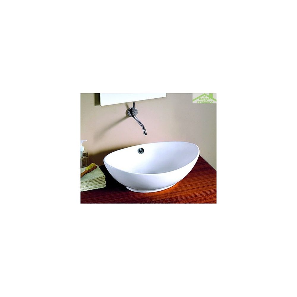Karag - Vasque oval à poser sur un meuble de bain 59x38x19,5 cm en porcelaine - Lavabo