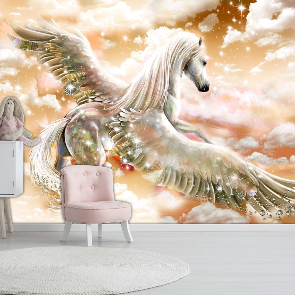 Bimago - Papier peint - Pegasus (Orange) - Décoration, image, art | Animaux | - Papier peint