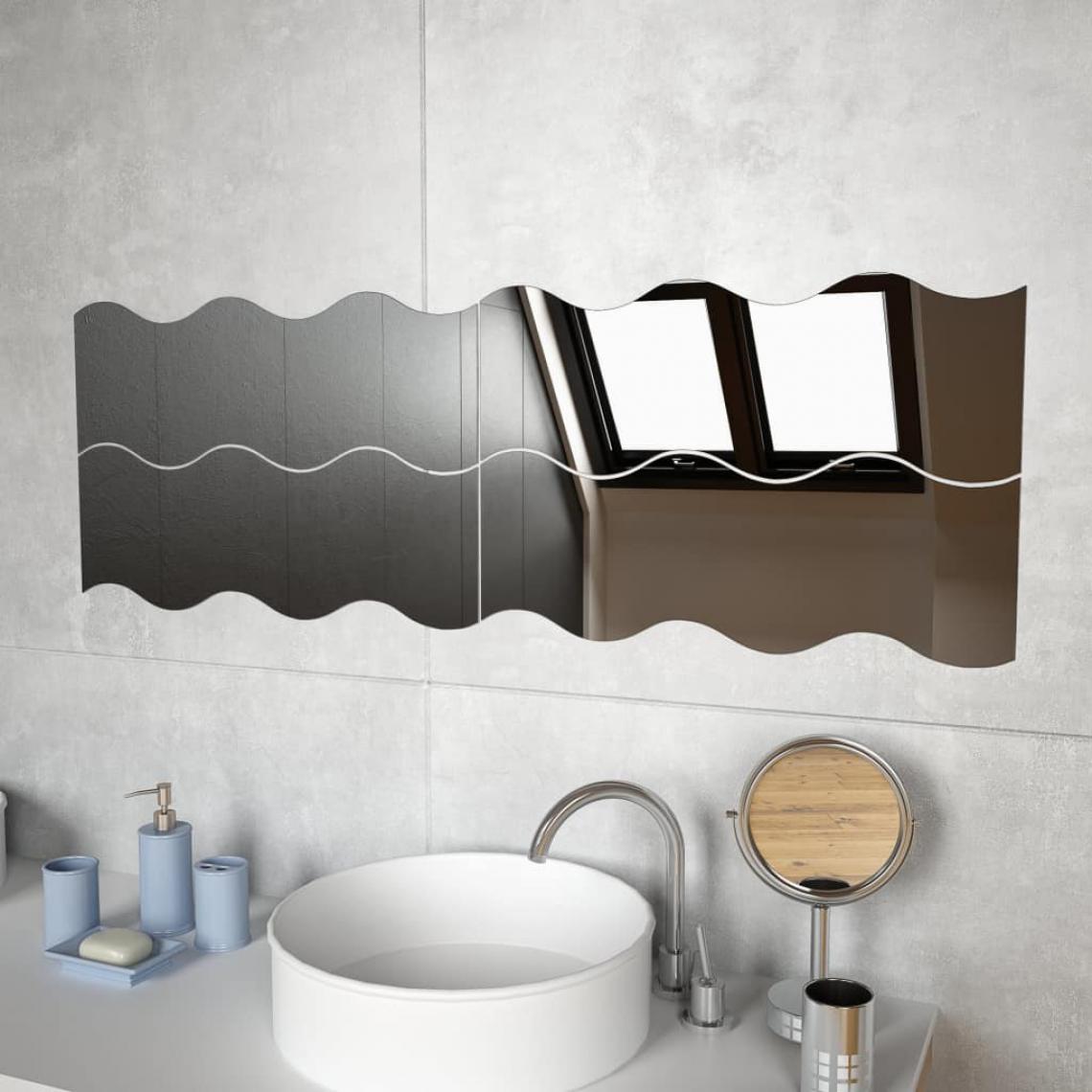 Chunhelife - Miroir mural 4 pcs 60 x 18,5 cm Ondulé Verre - Miroir de salle de bain