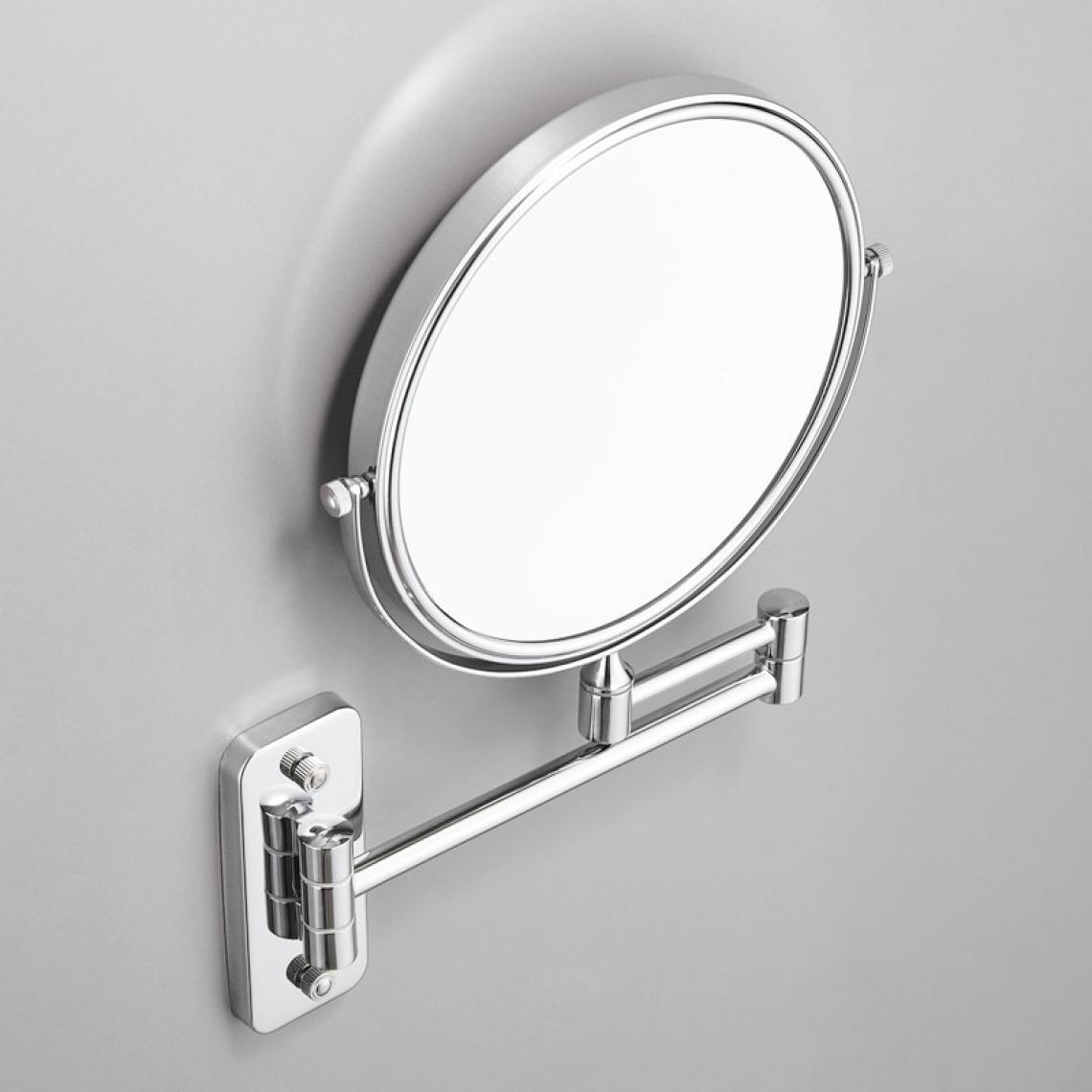 Universal - Miroir de salle de bains en acier inoxydable 2 bras étendus miroir de maquillage du visage monté sur la paroi miroir réglable agrandissement 8 pouces |(Argent) - Miroir de salle de bain