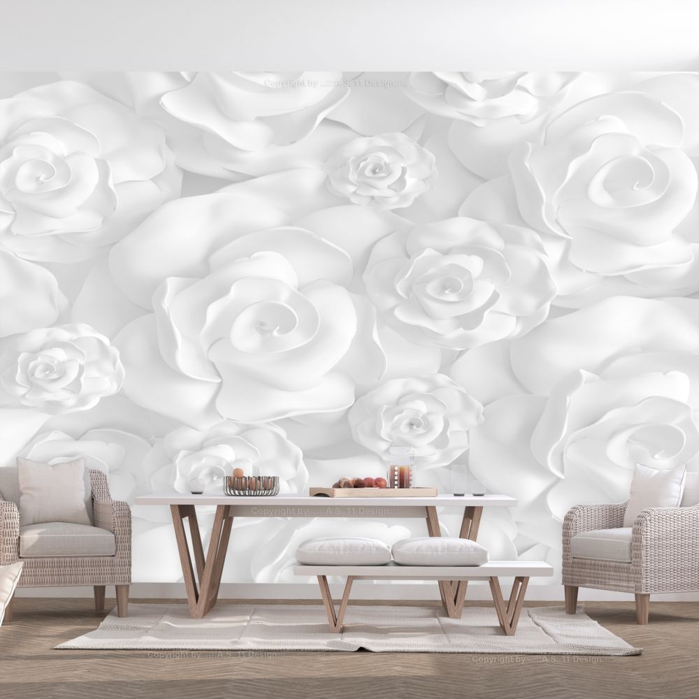 Bimago - Papier peint - Plaster Flowers - Décoration, image, art | Fleurs | - Papier peint