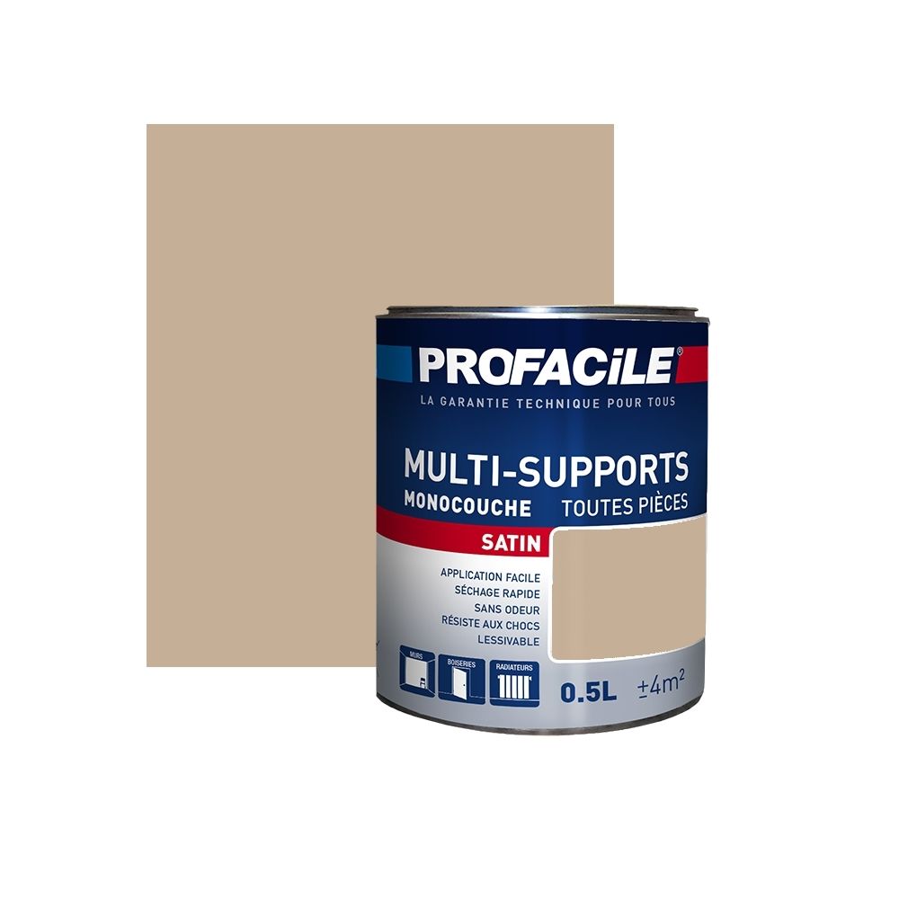 Profacile - Peinture intérieure multi-supports, PROFACILE-0.5 litre-Fauve - Peinture & enduit rénovation