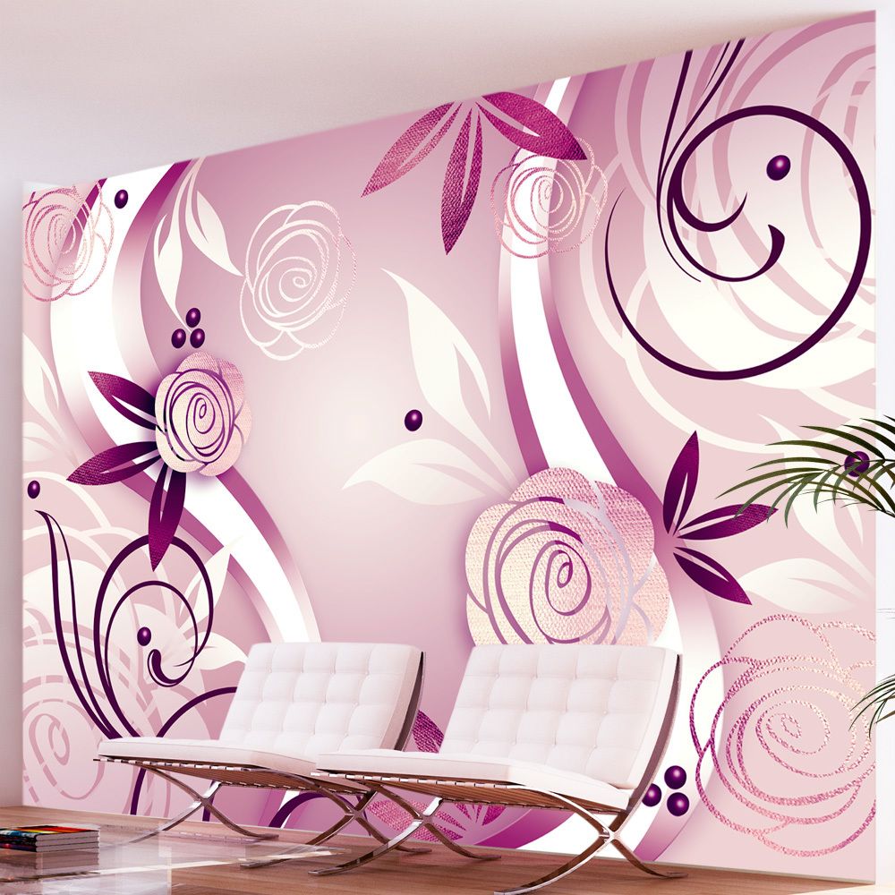 Bimago - Papier peint | Fantaisie et roses | 100x70 | Fonds et Dessins | Motifs floraux | - Papier peint