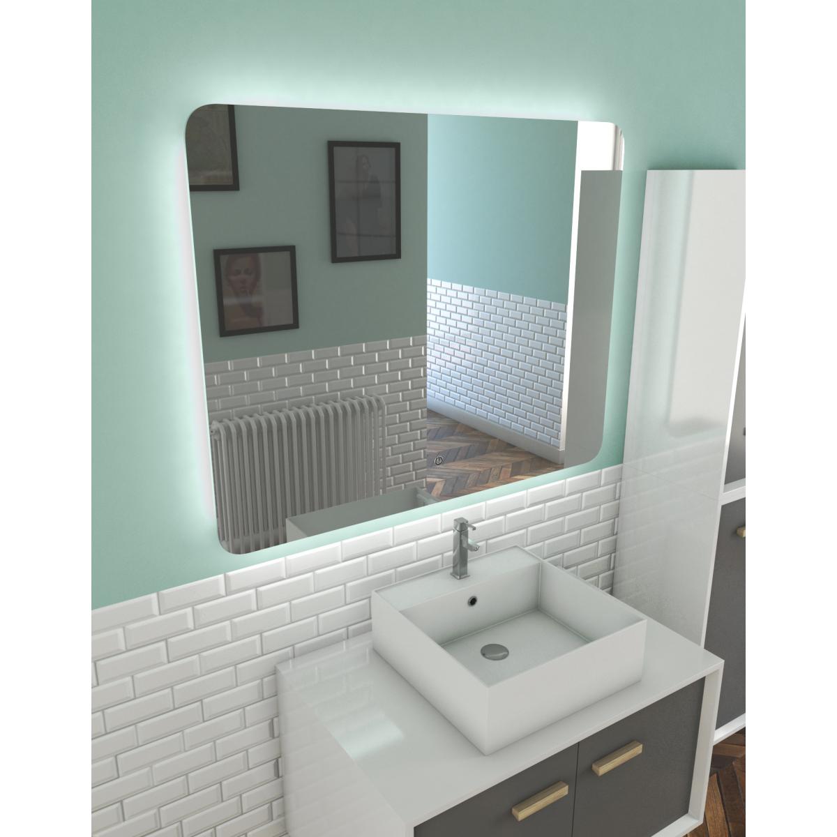Aurlane - Miroir salle de bain LED auto-éclairant ATMOSPHERE 100x80cm - Miroir de salle de bain