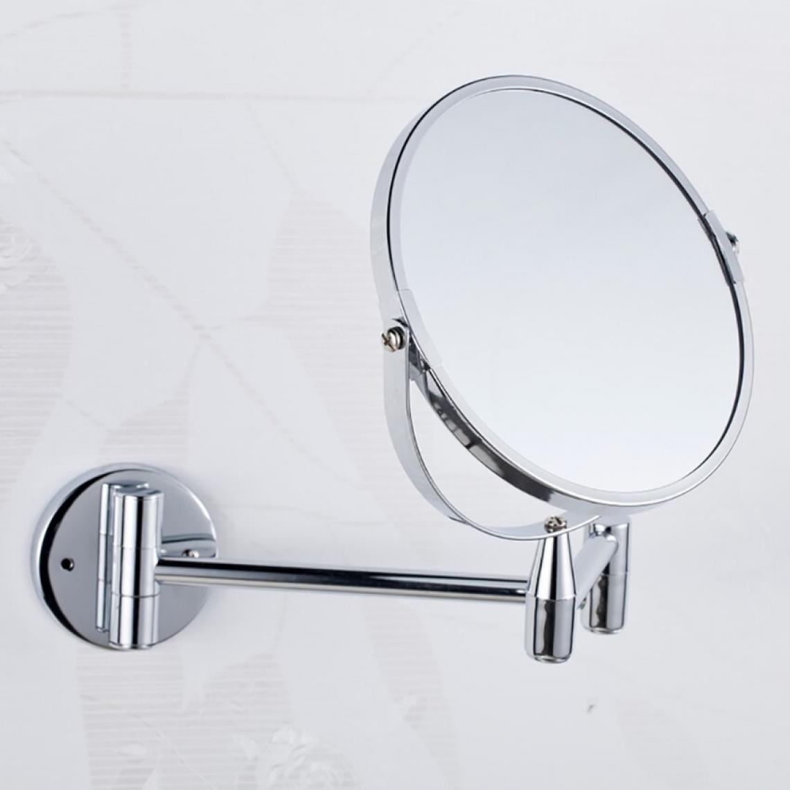 Universal - Miroir de maquillage perforé gratuit de 17cm avec 3x agrandissement double face miroir de maquillage extensible rotatif à 360 degrés salle de bains |(Argent) - Miroir de salle de bain