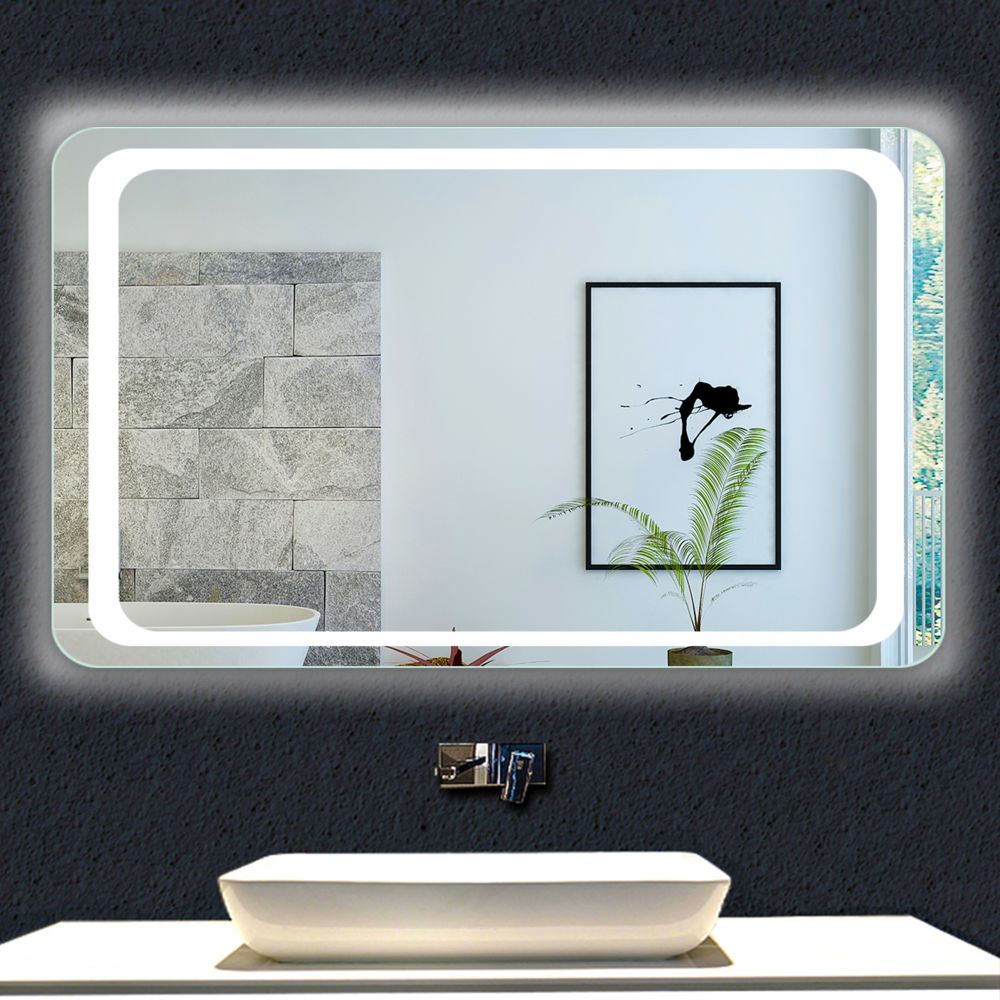 marque generique - Miroir de salle de bain avec lumière LED,capteur Infrarouge 90cm(L)x65cm(H) - Miroir de salle de bain