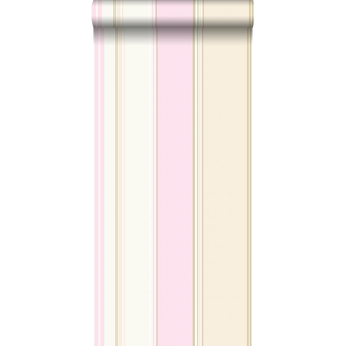 ESTAhome - ESTAhome papier peint à rayures rose clair - 115720 - 53 cm x 10,05 m - Papier peint
