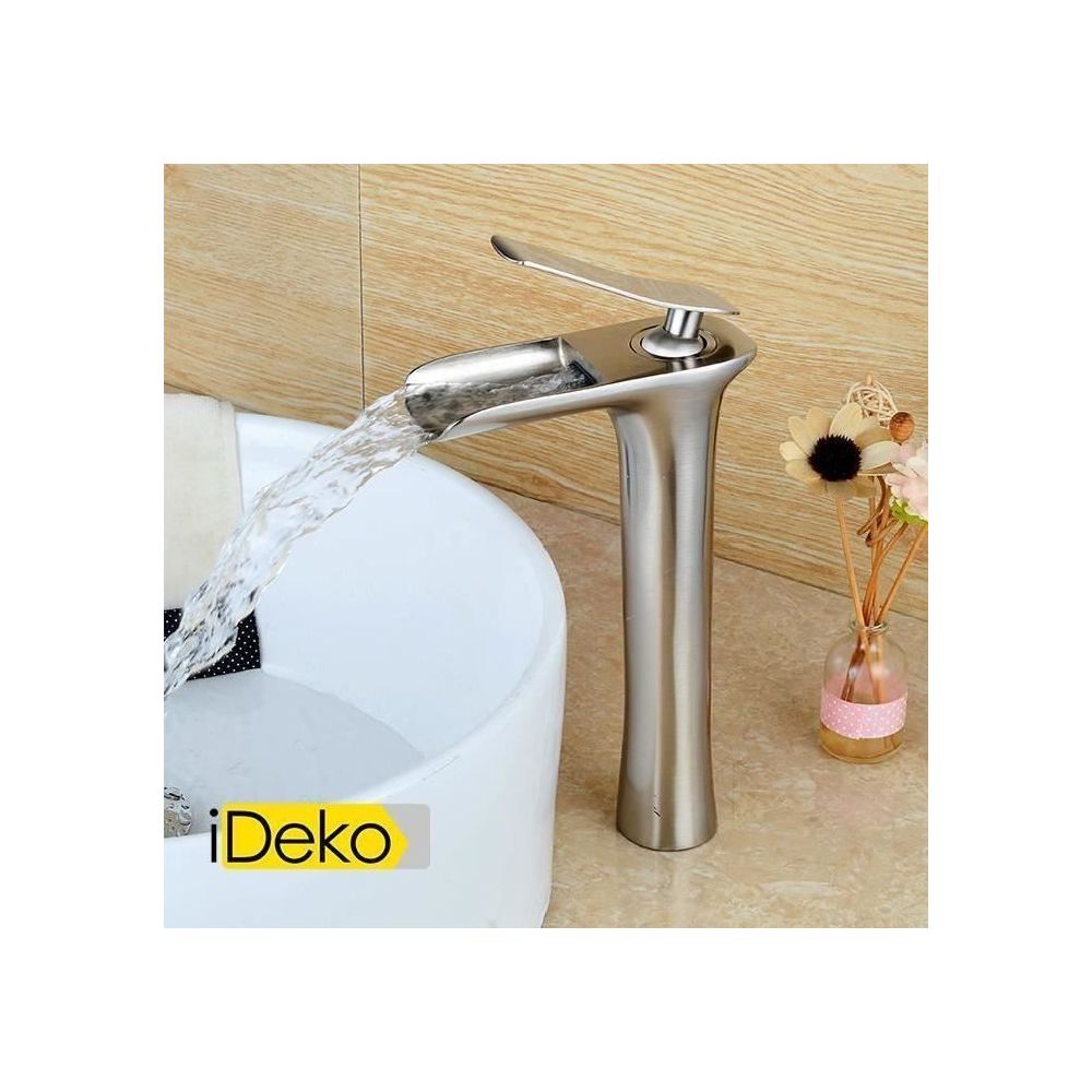 Ideko - iDeko® Robinet Mitigeur lavabo cascade vasque salle de bain haut nickel bronzé - Lavabo