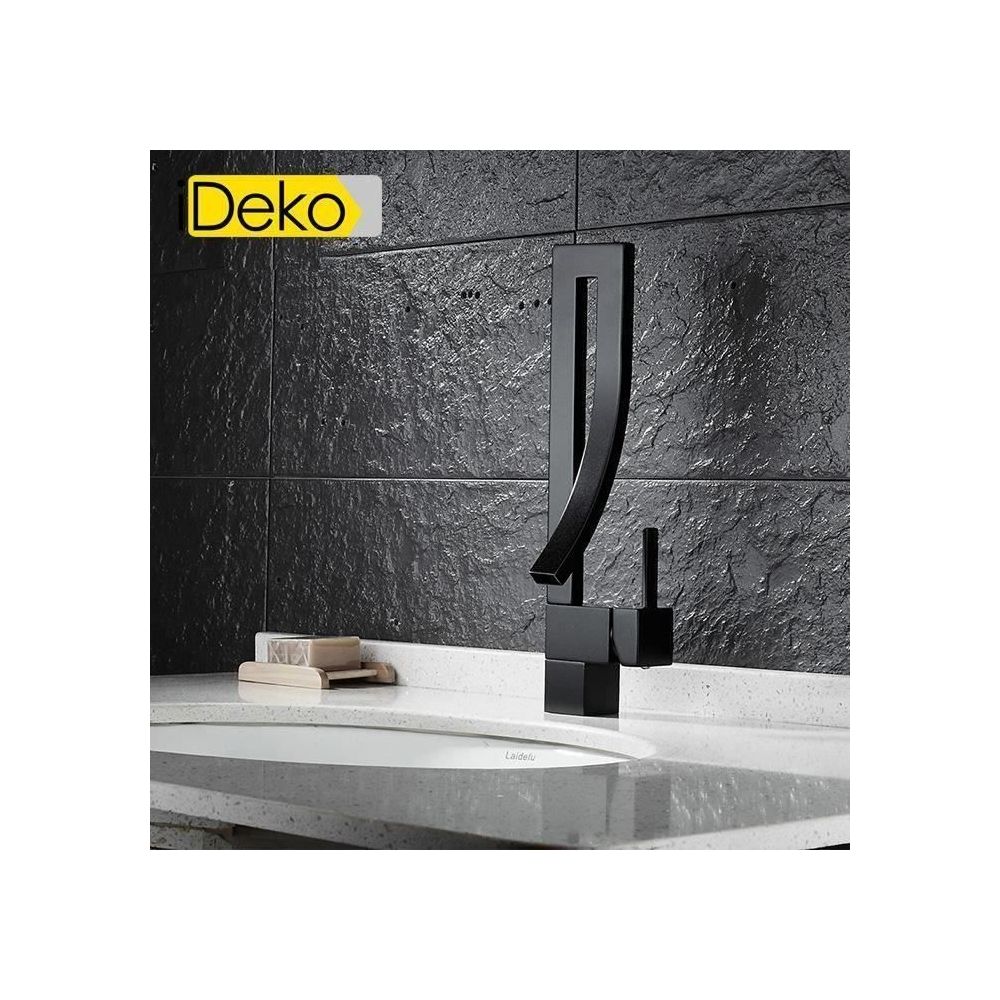 Ideko - iDeko® Robinets de bassin Noir Brossé Tout noir de cuivre Robinet Lavabo Installé dans la salle de bain modern style avec simple poi - Lavabo