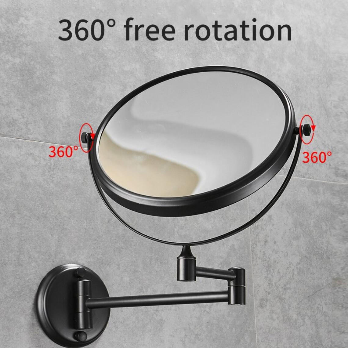 Universal - Loupe de toilette 1: 1 et 1: 3360 miroir de toilette tournant double face miroir de toilette | miroir de bain | loupe de maquillage loupe salle de bains(Le noir) - Miroir de salle de bain
