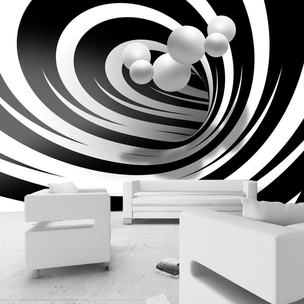 marque generique - 250x175 Papier peint Moderne Abstractions Distingué Twisted In Black & White - Papier peint