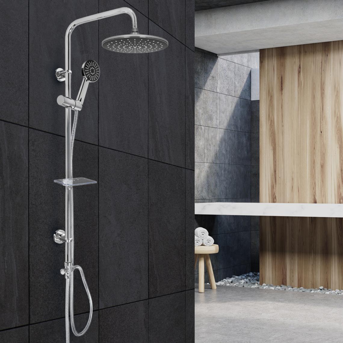 Ecd Germany - Système de douche complet en acier inoxydable colonne montante unité double noir - Colonne de douche