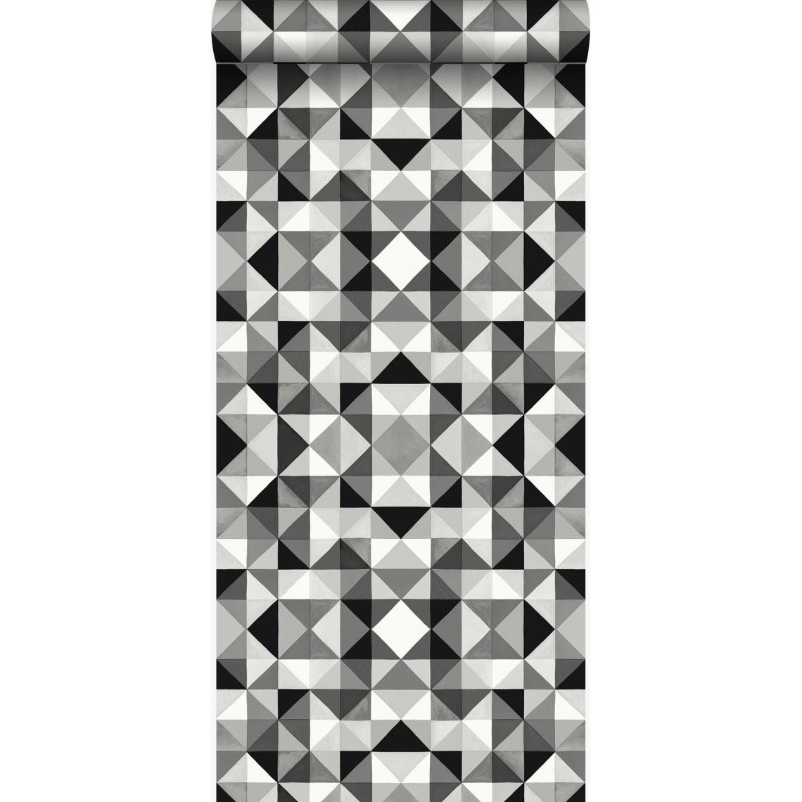 Origin - Origin papier peint cubique noir et blanc - 346913 - 53 cm x 10,05 m - Papier peint