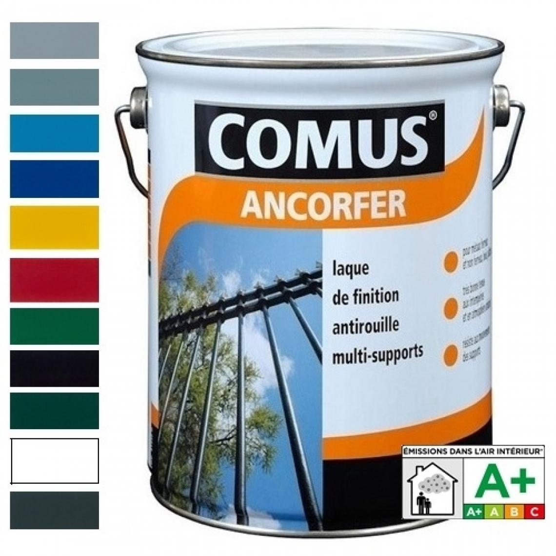 Comus - ANCORFER SATIN 3L Noir - Peinture-laque antirouille pour métaux et autres supports - COMUS - Peinture intérieure