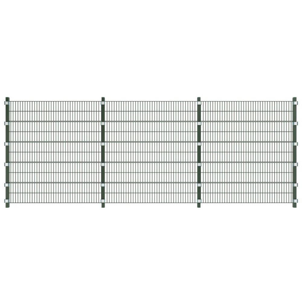 Vidaxl - Set de panneaux de clôture avec poteaux 6 m et 2 m de hauteur | Vert - Portillon