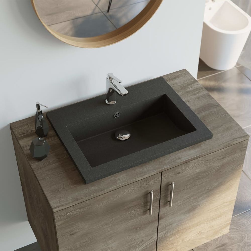 Vidaxl - Lavabo en granit 600 x 450 x 120 mm Noir - Équipements sanitaires - Éviers et lavabos - Lavabos | Noir | Noir - Lavabo