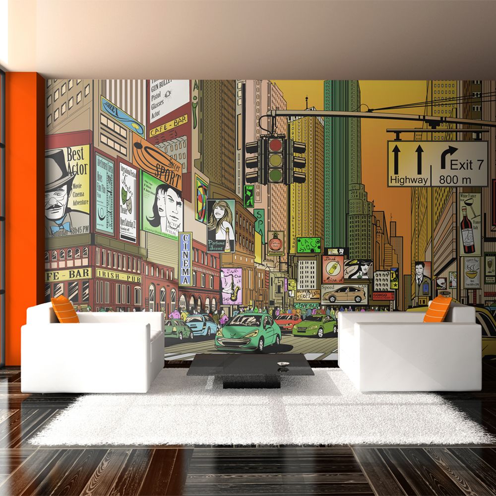 Bimago - Papier peint XXL - Ville animée - NY - Décoration, image, art | Ville et Architecture | New York | 550x270 cm | XXl - Grand Format | - Papier peint