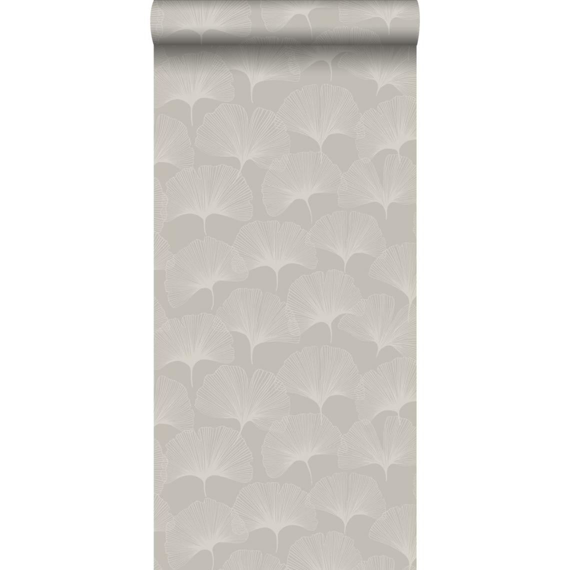 Origin - Origin papier peint feuilles de ginkgo gris chaud grisé brillant - 347749 - 0.53 x 10.05 m - Papier peint