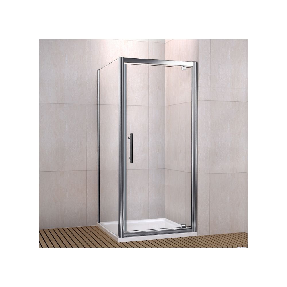 marque generique - Cabine de douche 80x90x185cm porte de douche pivotante en verre securitavec une paroi de douche de 90cm - Cabine de douche