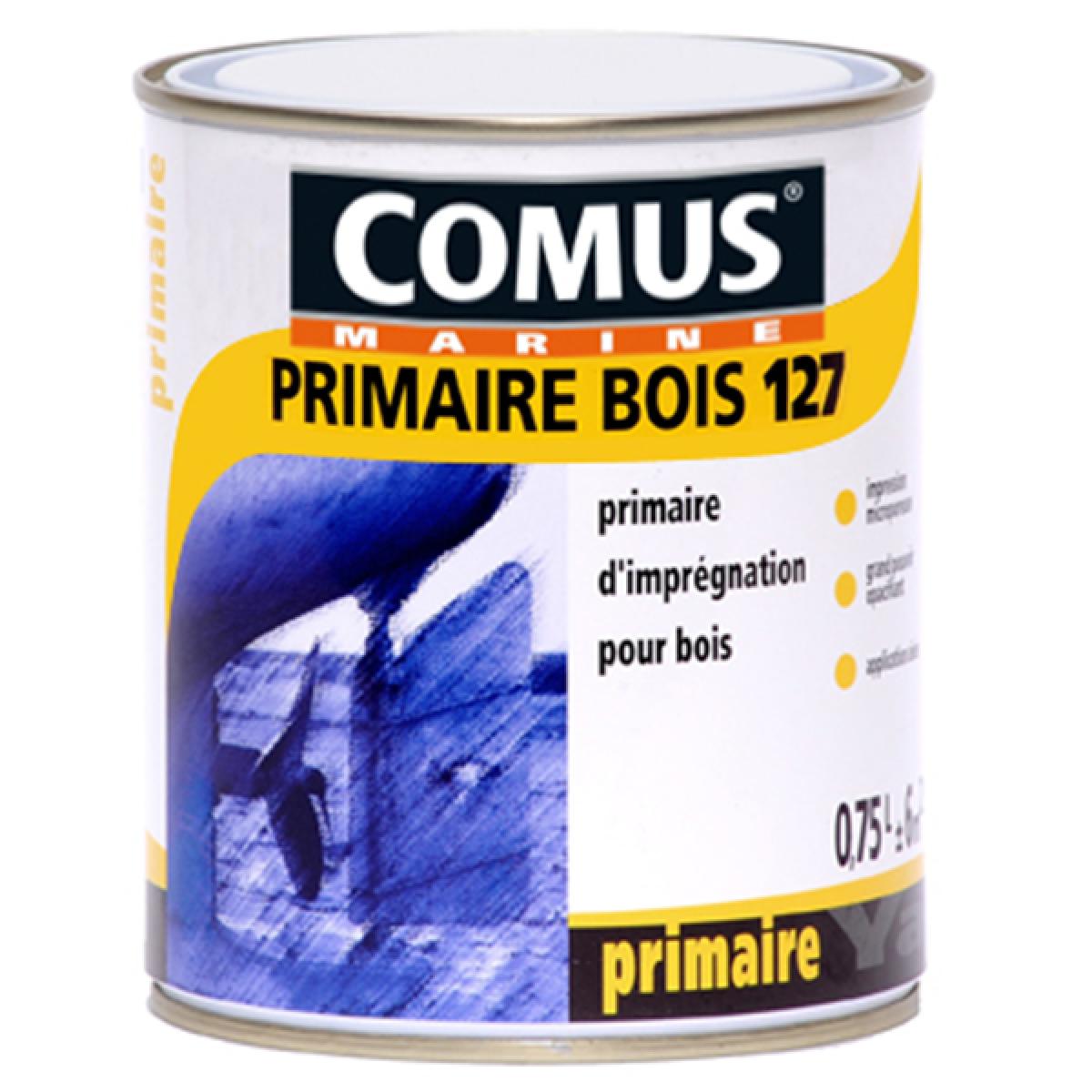 Comus - PRIMAIRE BOIS 127 - Blanc 2,5L - Primaire d'impression destinée à la mise en peinture des bois neufs ou décapés - COMUS MARINE - Peinture extérieure