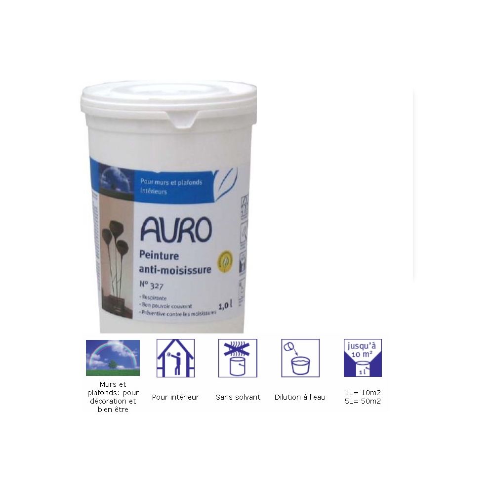 Auro - Auro - Peinture anti-moissisure 5 litres (naturelle et sans solvants) - N° 327 - Peinture intérieure