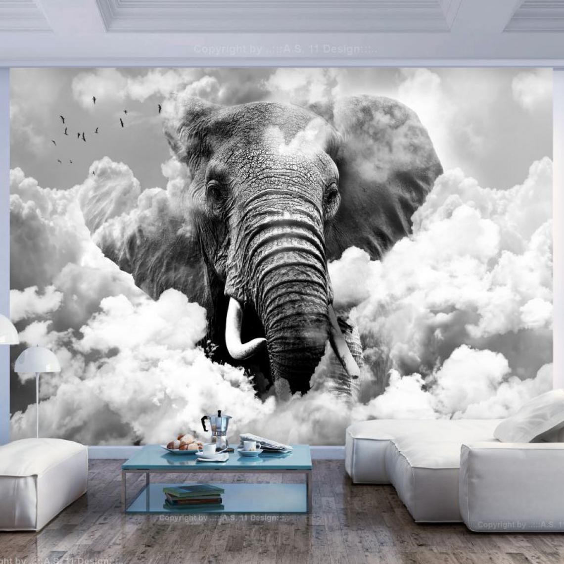 Artgeist - Papier peint - Elephant in the Clouds (Black and White) .Taille : 250x175 - Papier peint