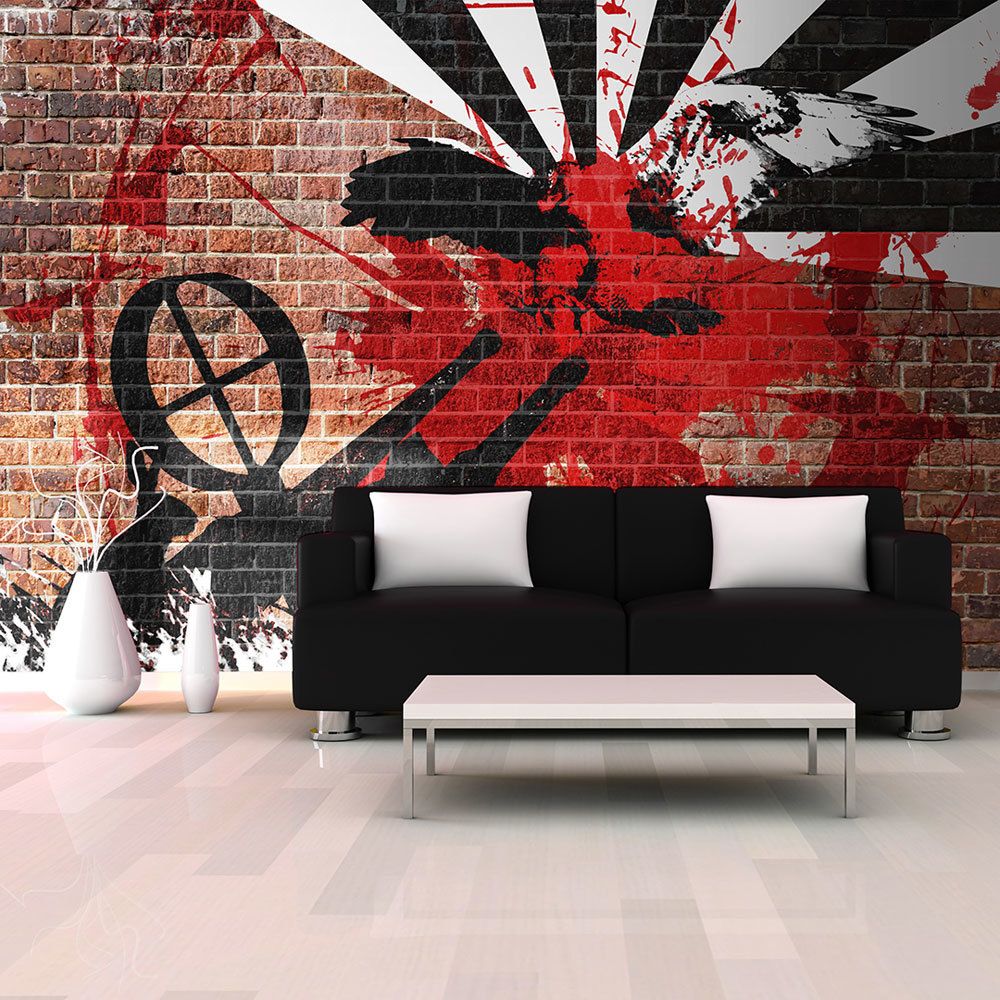 Artgeist - Papier peint - Graffiti sur un mur de brique 350x270 - Papier peint