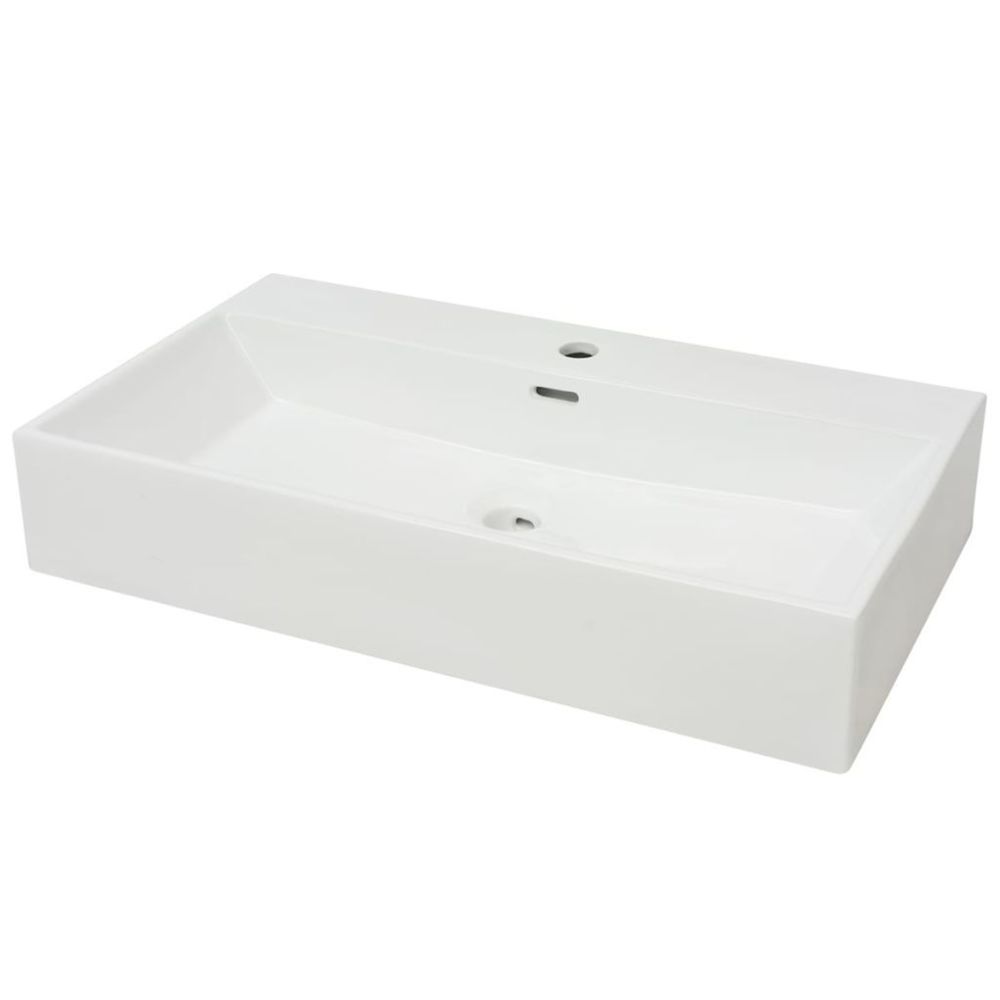 marque generique - Icaverne - Lavabos reference Vasque avec trou de robinet en céramique Blanc 76x42,5x14,5 cm - Lavabo