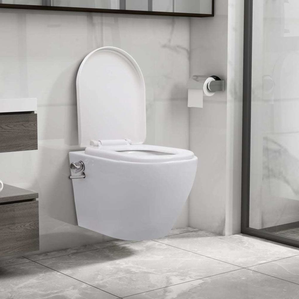Vidaxl - vidaXL Toilette murale sans bord à fonction de bidet Céramique Blanc - WC
