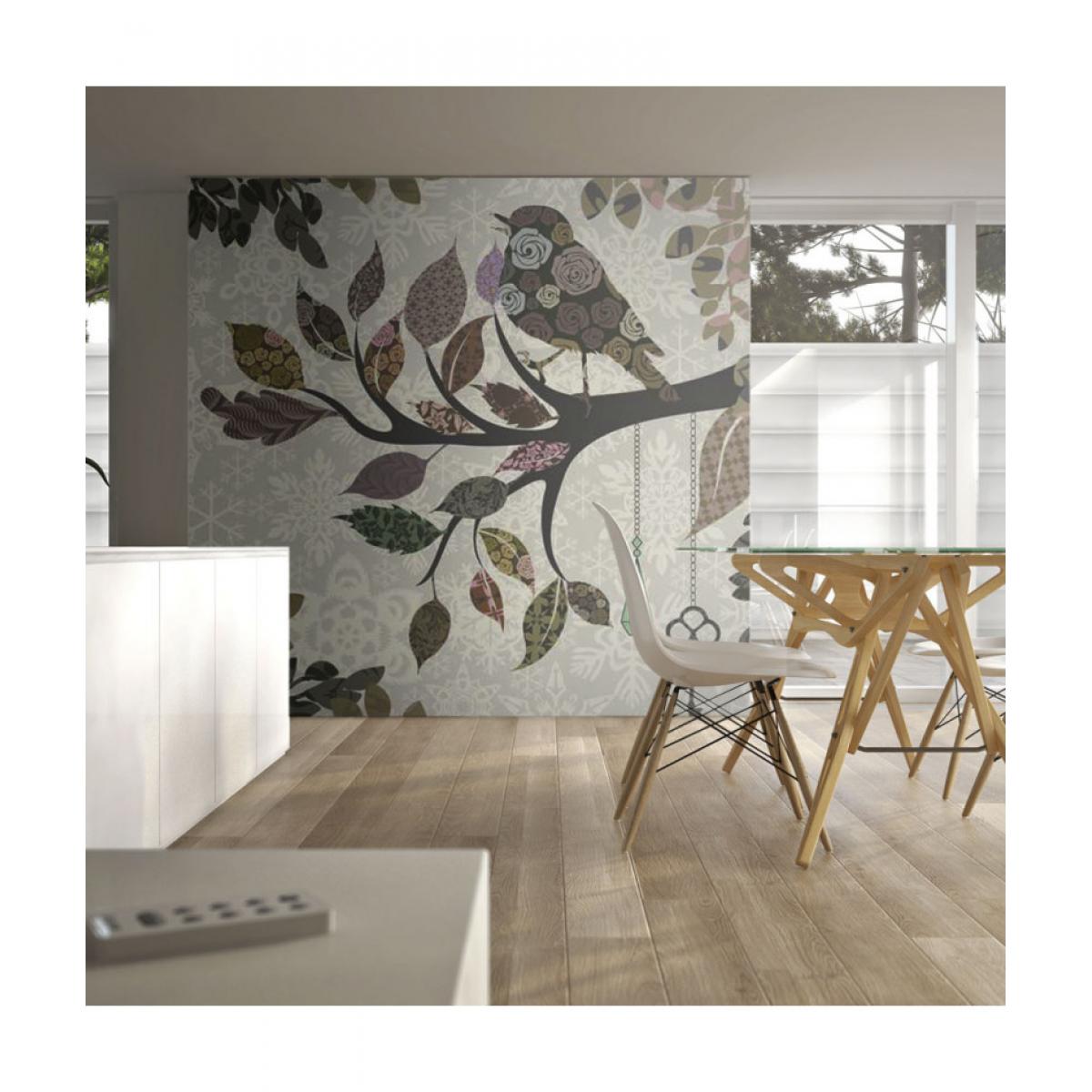 Artgeist - Papier peint - Oiseau sur branche (patchwork) 200x154 - Papier peint