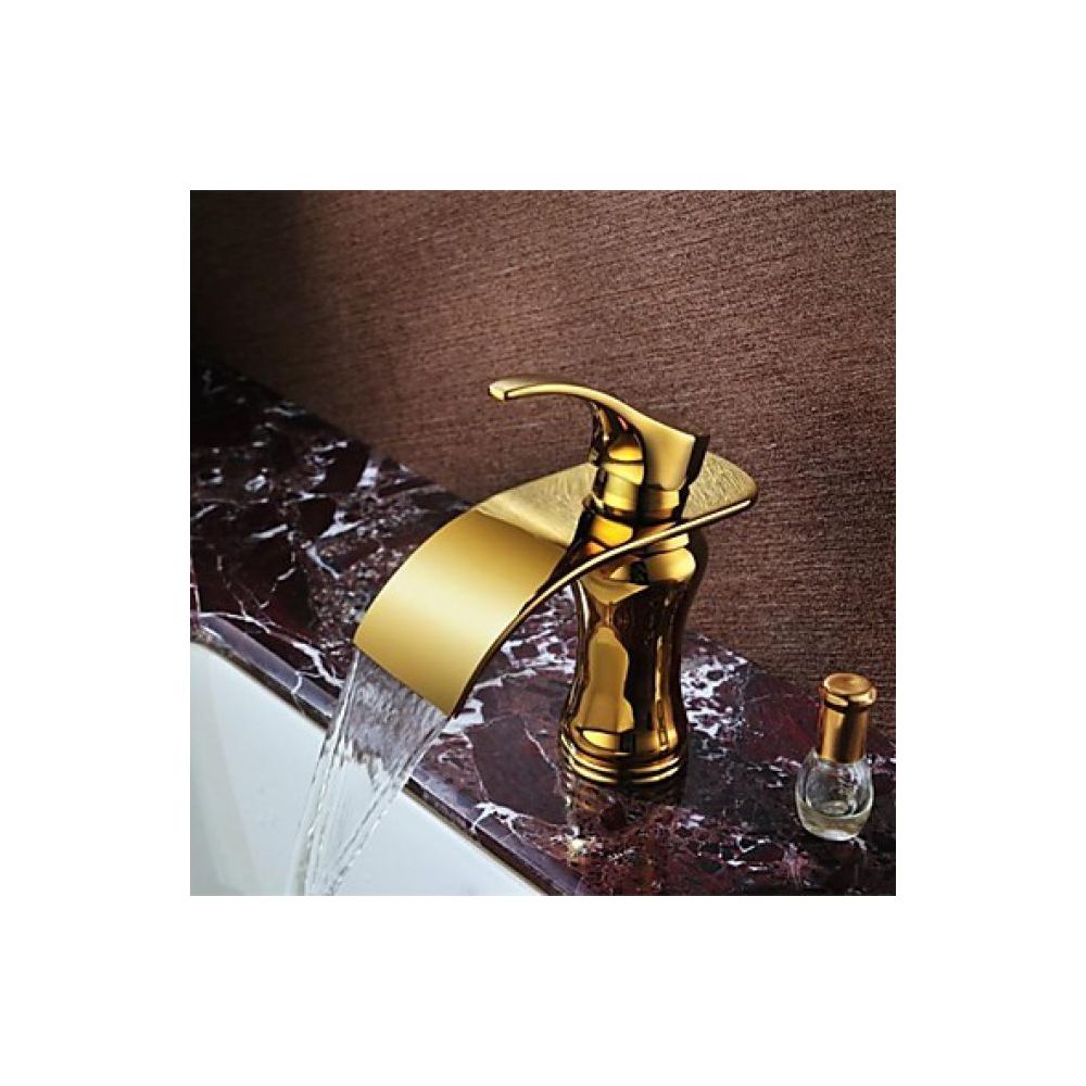 Lookshop - Robinet d'évier luxueux couleur dorée muni d'une poignée , finition en laiton (Ti-PVD) - Robinet de lavabo