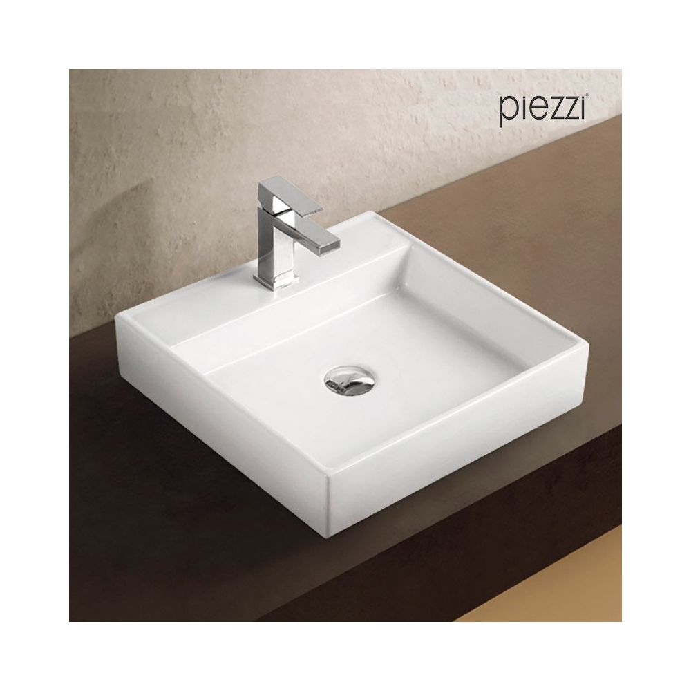 Piezzi - Vasque carrée en céramique blanche - Piazza - Vasque