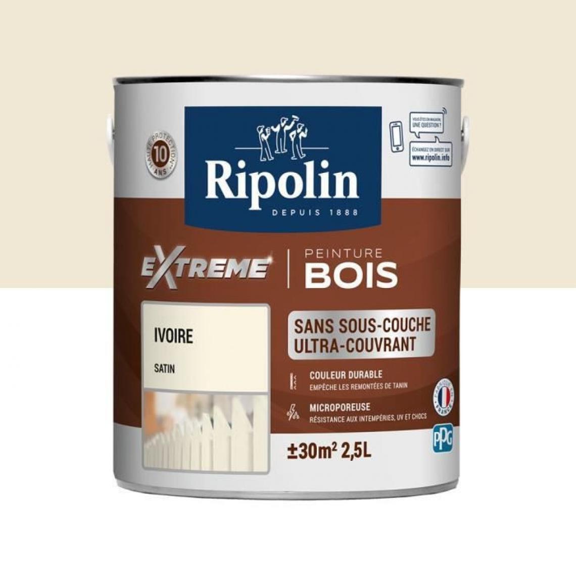 Ripolin - RIPOLIN Peinture pour pour Bois Interieur + Exterieur - Ivoire Satin, 2,5L - Peinture intérieure
