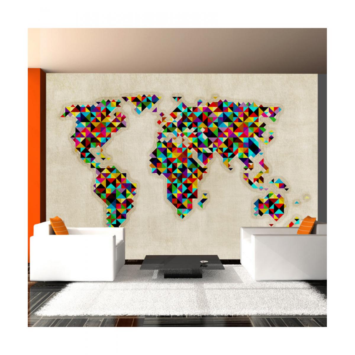Artgeist - Papier peint - World Map - a kaleidoscope of colors 200x154 - Papier peint