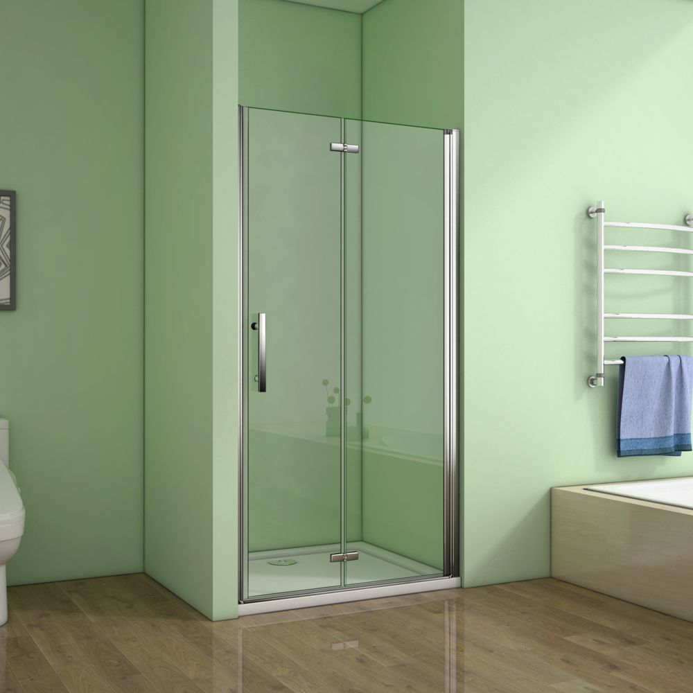marque generique - Porte de douche pivotante 90x195cm verre anticalcaire installation en niche - Cabine de douche