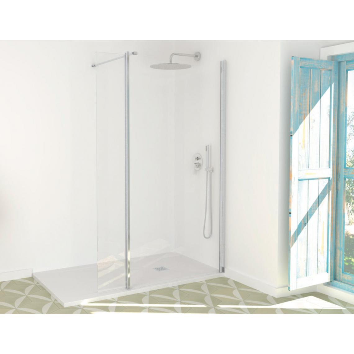 Sanycces - Paroi de douche fixe avec aile pivotante New Lisboa - 80 cm - Cabine de douche