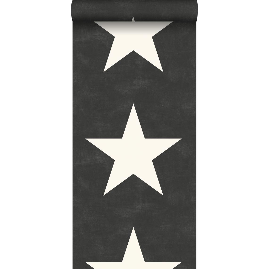 ESTAhome - ESTAhome papier peint étoiles noir et blanc - 136457 - 53 cm x 10,05 m - Papier peint