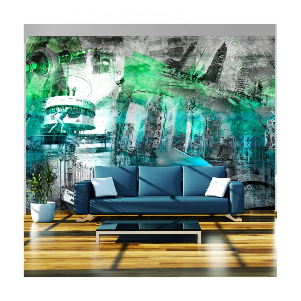 Artgeist - Papier peint - Berlin - collage (vert) 150x105 - Papier peint