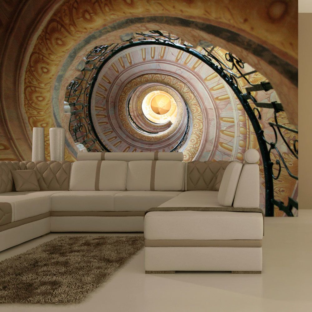 marque generique - 200x154 Papier peint Trompe l'oeil 3D et Perspective Superbe Decorative spiral stairs - Papier peint