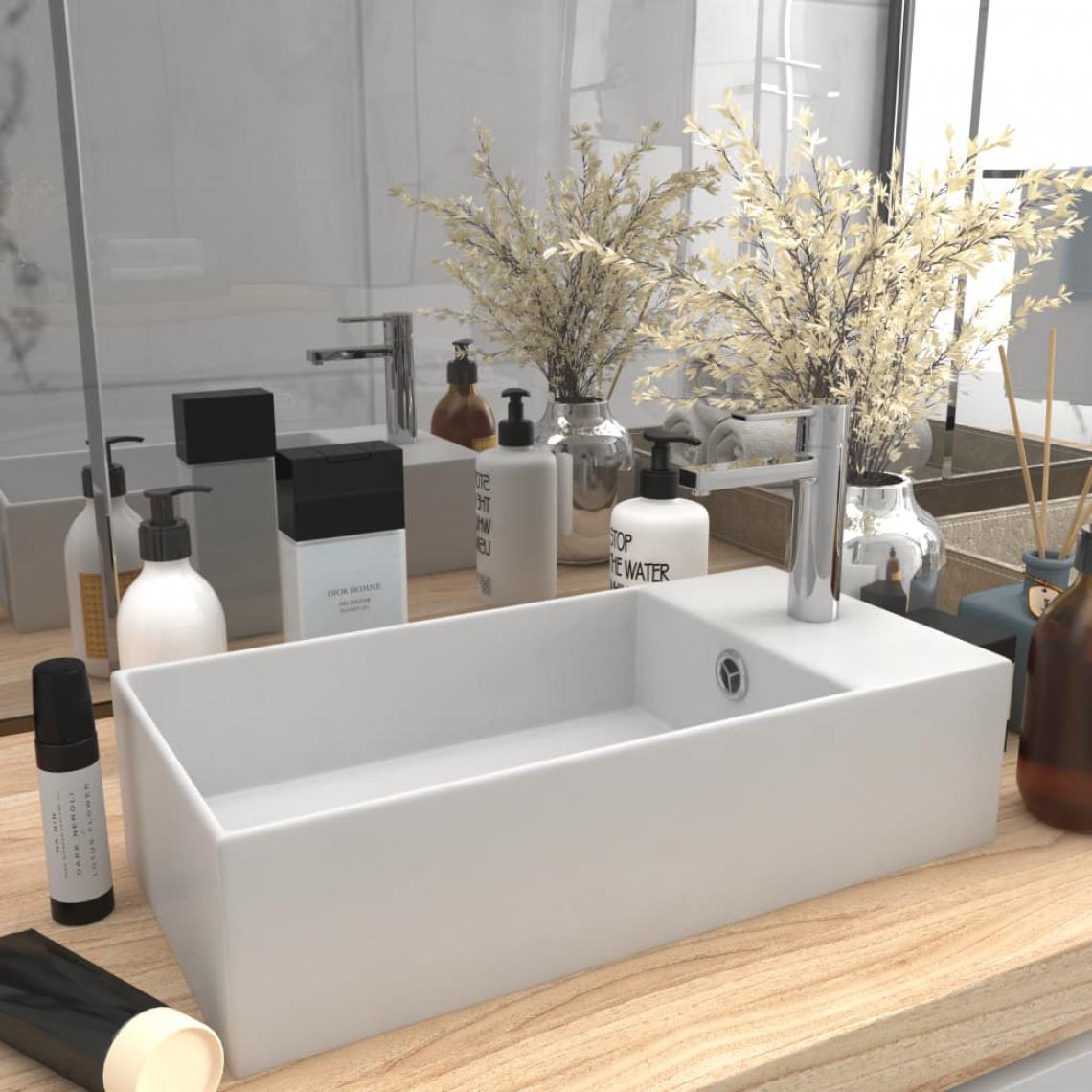 Icaverne - Magnifique Éviers et lavabos Amsterdam Lavabo de salle de bain avec trop-plein Céramique Blanc mat - Lavabo