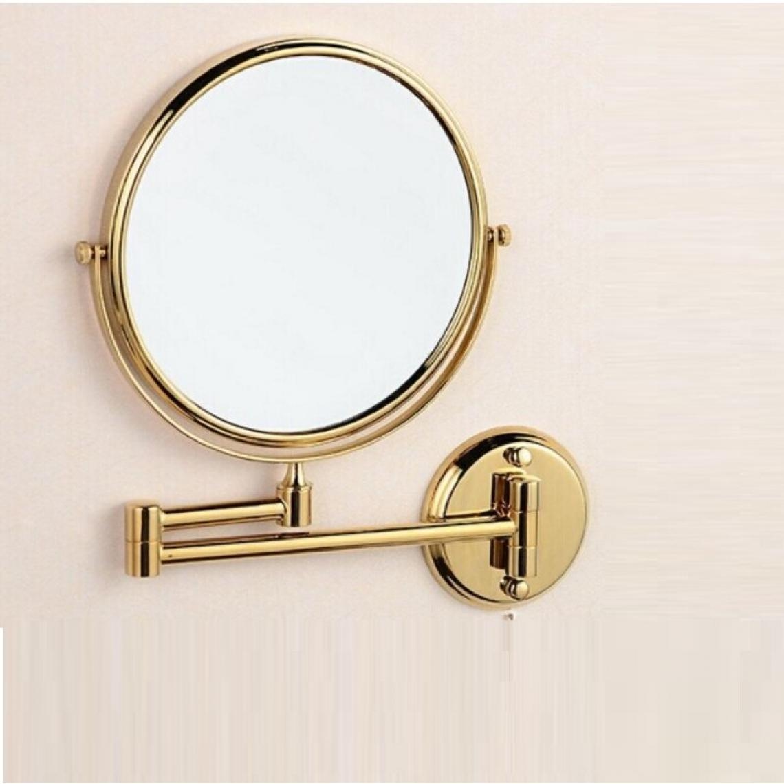 Universal - Miroir de bain en laiton et or 8 pouces miroir de maquillage de salle de bain pliant miroir rétractable double face(Or) - Miroir de salle de bain