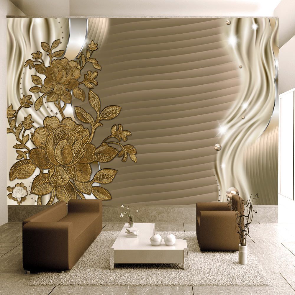 Bimago - Papier peint - Golden buds - Décoration, image, art | Fonds et Dessins | Motifs floraux | - Papier peint